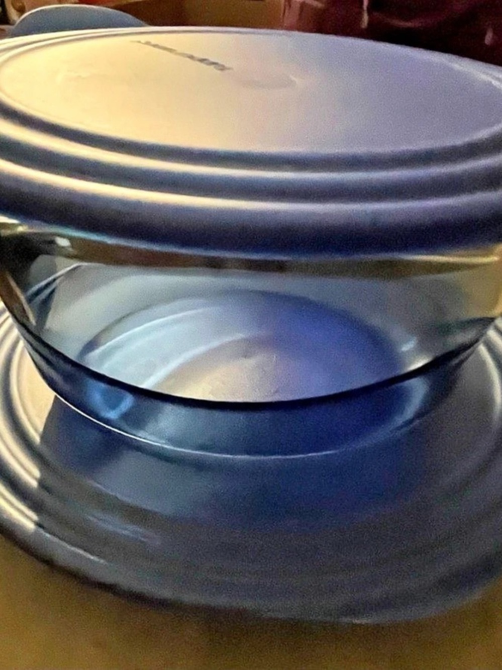 Tupperware Impressions Blue Serving Bowl with Lid